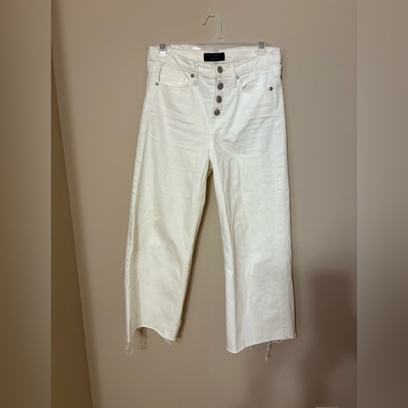 Banana Republic Women's High Waisted Wide Leg Crop Jeans White 26/2 - Picture 2 of 5